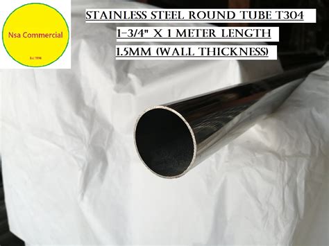 Stainless Steel Round Tube 1 34” Outside Dia X 1 Meter T304 15mm