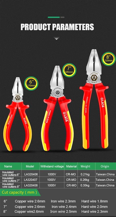 LAOA VDE Insulated Wire Cutters Long Nose Pliers Diagonal Pliers 1000V