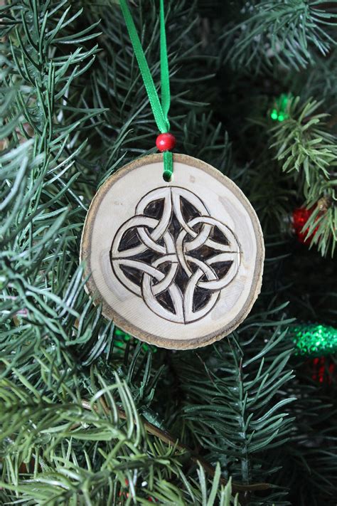 Celtic Knot Christmas Tree Ornament Wood Burned Etsy