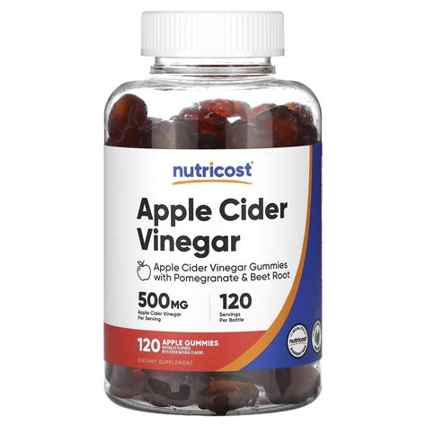 Nutricost Apple Cider Vinegar Gummies Apple 500 Mg 120 Gummies