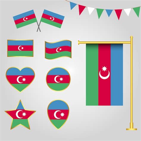 Premium Vector Vector Collection Of Azerbaijan Flag Emblems And Icons