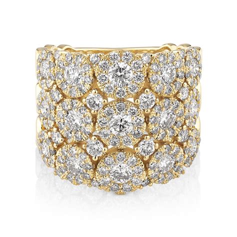 Row Bubble Ring With Carat Tw Diamonds In Kt Yellow Gold