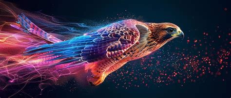 Premium Photo | Hawk Animal Plexus Neon Black Background Digital ...