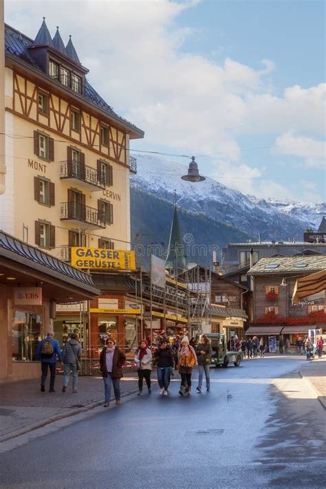 Zermatt Switzerland Main Street View Editorial Stock Photo Image Of