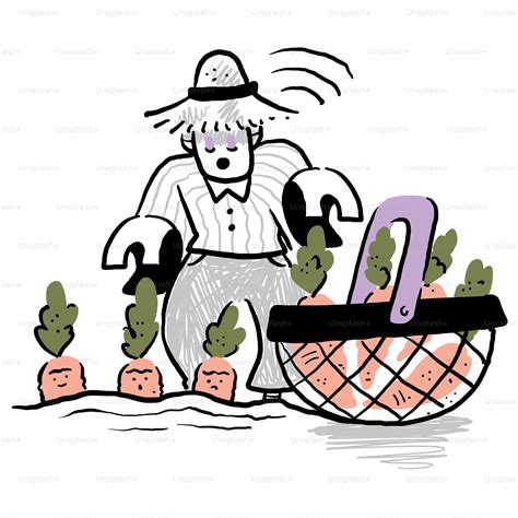 A drawing of a man pushing a wagon of carrots vector – Wallpaper Image