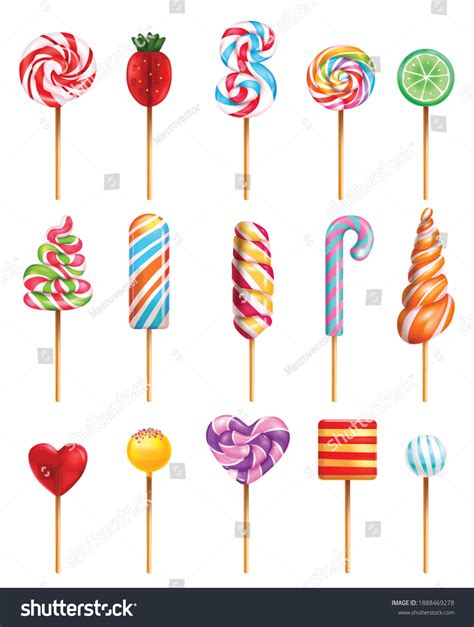 Lollipop Candy Various Taste Flavor Shape Stock Vector (Royalty Free ...