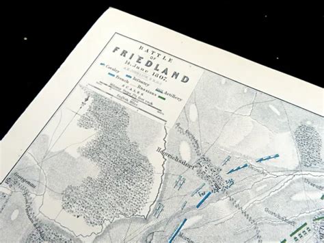 BATTLE OF FRIEDLAND Map Napoleonic Wars Napoleon Bonaparte Campaign Antique 1855 £48.00 ...