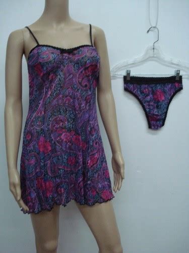 USA Made Nancy King Lingerie Baby Doll W Thong Panty Size S M Paisley N EBay