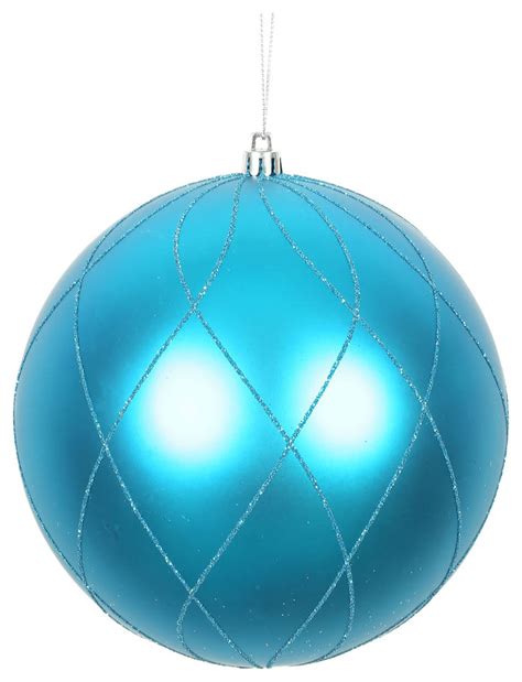 Vickerman N170612d 4 Turquoise Matte Glitter Swirl Ball Ornament 4 Per Box Christmas