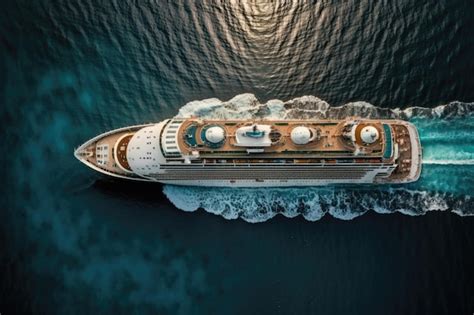 Premium Photo Aerial View Of Cruise Ship Sailing On Sea Generative Ai