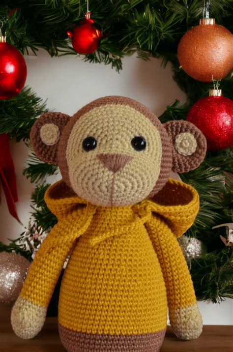 Oyuncak Maymun Amigurumi Oyuncak El Yapımı Örgü Doğal Oyuncak