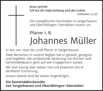 Traueranzeigen Von Johannes M Ller Abschied Nehmen De