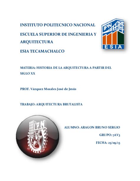 Doc Instituto Politecnico Nacional Escuela Superior De Ingenieria Y