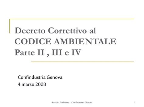 Ppt Decreto Correttivo Al Codice Ambientale Parte Ii Iii E Iv