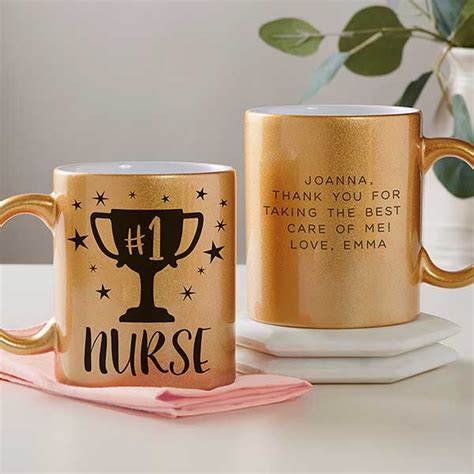 Nurse Trophy Personalized Oz Gold Glitter Coffee Mug