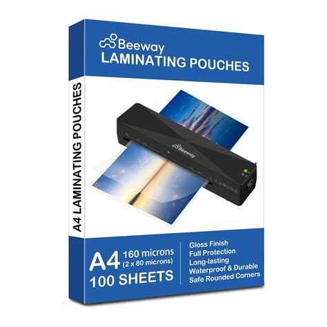 BEEWAY A4 Laminating Pouches 100 Sheets 160 Micron 2 X 80 Micron