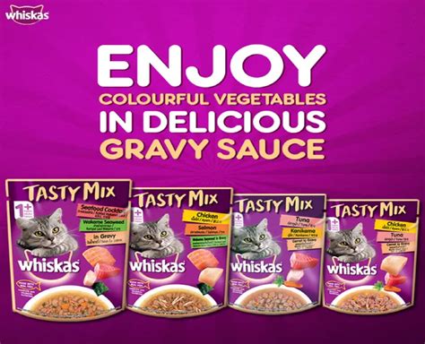 Buy Whiskas Adult Tasty Mix Chicken With Salmon Wakame Seaweed In Gravy