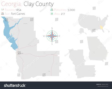 Large Detailed Map Clay County Georgia Stock Vector (Royalty Free ...