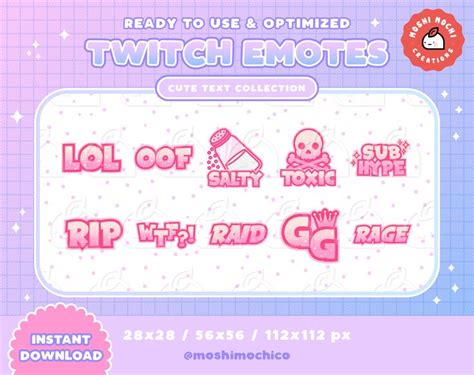 X Cute Pink Sparkle Twitch Emote Badges Kawaii Streamer