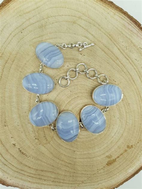 Blue Lace Agate Sterling Silver Bracelet Salt Shack