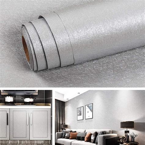 Livelynine Grey Wallpaper For Bedroom Walls Silk Textured Silver