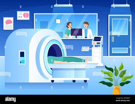 MRI or Magnetic Resonance Imaging Illustration with Doctor and Patient ...