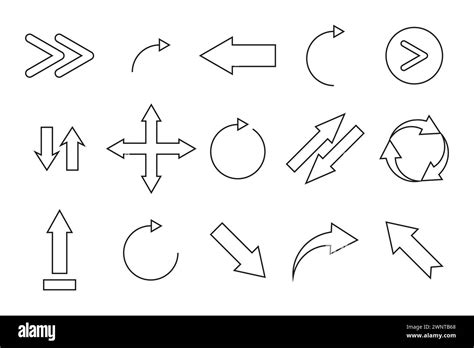 Set Of Line Arrows Directions Vector Illustration Eps 10 Stock