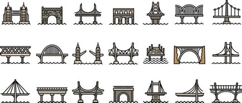 High Bridge Icon Outline Style Royalty Free Vector Image