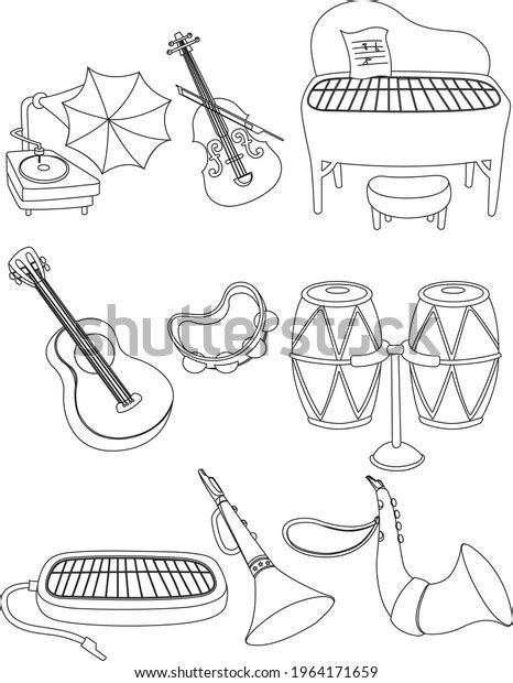 Drawing Musical Instruments Cartoon Vector Illustration Stock Vector (Royalty Free) 1964171659 ...