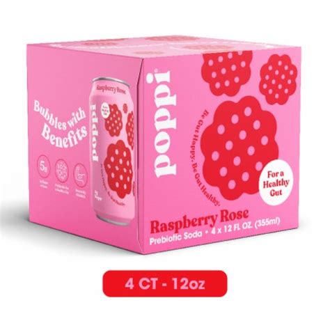 Poppi™ Raspberry Rose Prebiotic Soda, 4 cans / 12 fl oz - Fry’s Food Stores