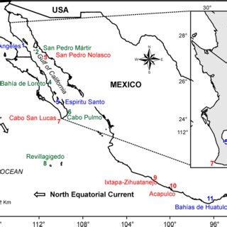 Map of the 11 sites evaluated in this study: 1. Bahía de los Ángeles ...