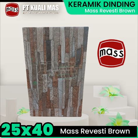 Jual Keramik Dinding 25x40 Mass Revesti Brown Motif Batu Alam Tekstur