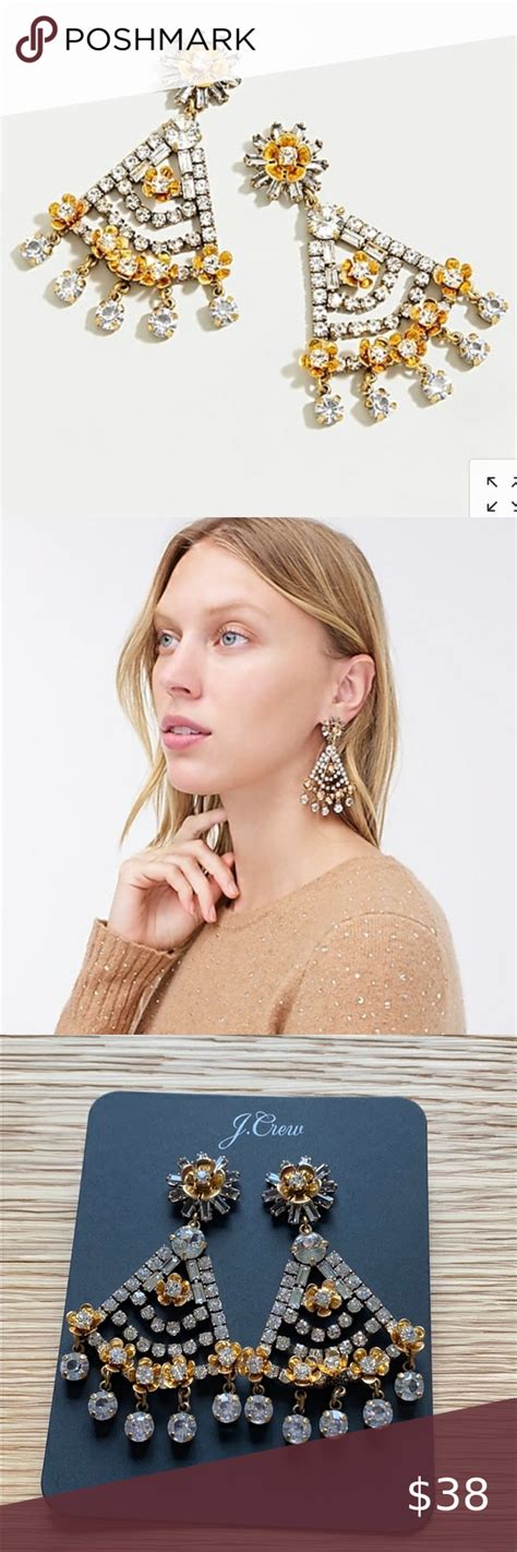 Jcrew Crystal Flower Statement Earrings