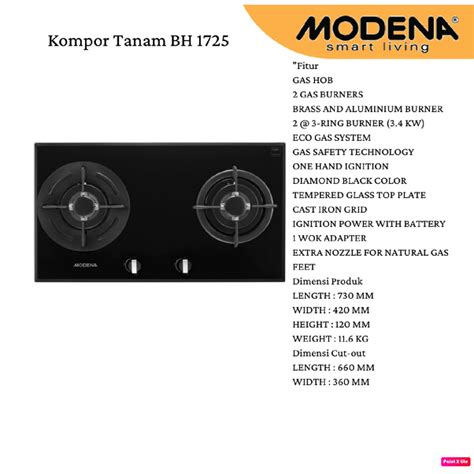 Jual MODENA Kompor Tanam 2 Tungku BH 1725 ACBK Shopee Indonesia