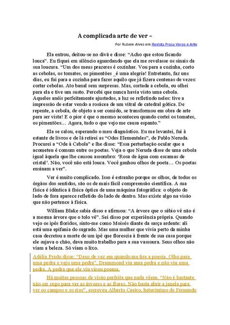 20 203 Crônica Rubem Alves - A complicada arte de ver – Por Rubem Alves ...