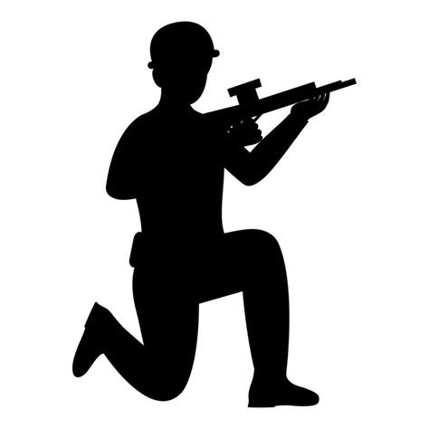 Silhouette Soldier Holding Rifle On White Background. 23323414 Vector ...