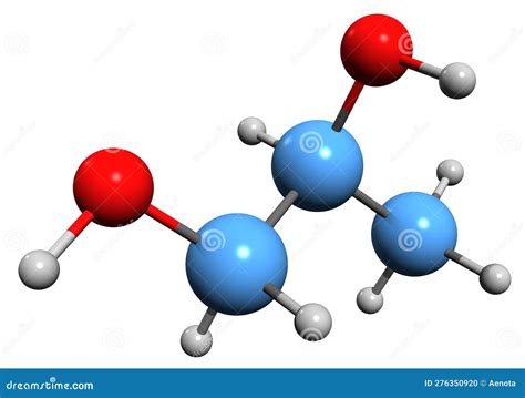 Propylene Glycol Molecular Structures 3d Rendering Structural Chemical Formula And Atoms With