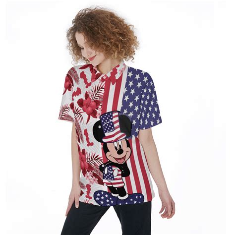 4th Of July Flamingo Hawaiian Crop Top Shirt For Women Vinco Hawaiian