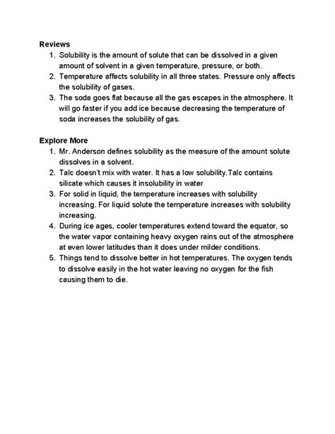 Solubility Ck 12 Questions Reviews 1 Solubility Is The Amount Of