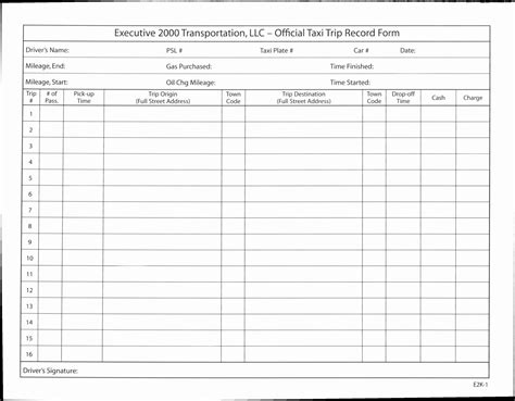 Trucking Trip Sheet Templates