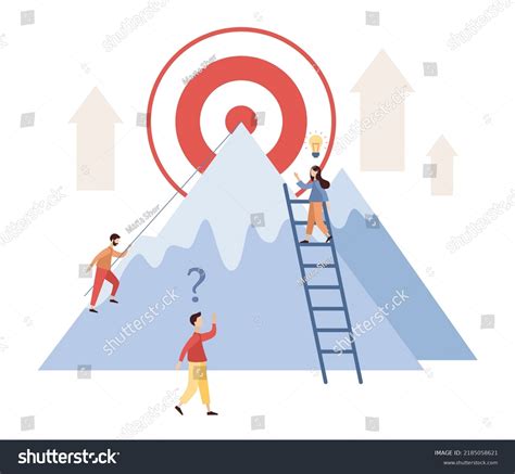 Mountaintop Goal Path Goal Mountain Summit Stock Vector Royalty Free