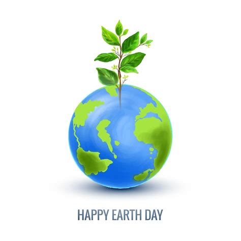 Free Vector Happy Earth Day In Globe And Plant Background