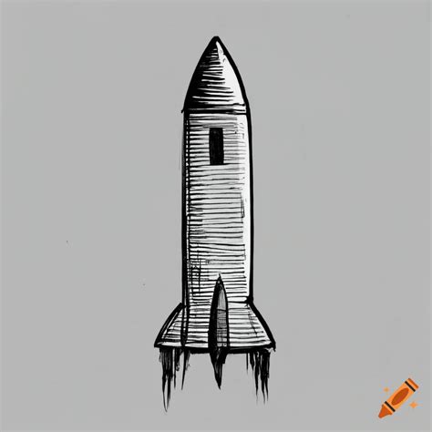 Pencil Drawing Of A 1960s Science Fiction Rocket On Craiyon