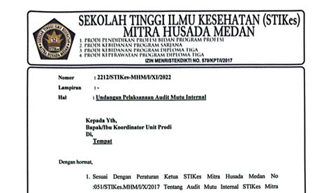 Undangan Pelaksanaan Audit Mutu Internal T A 2021 2022 Unit