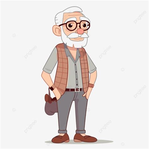 Grandpa Clipart Funny Old Age Character Vector Illustracio Para Cartoon