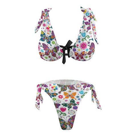 Sexy Borboleta Bikini Conjunto Borboletas Amante Do Vintage Floral Impress O Moda Biqu Ni Mai