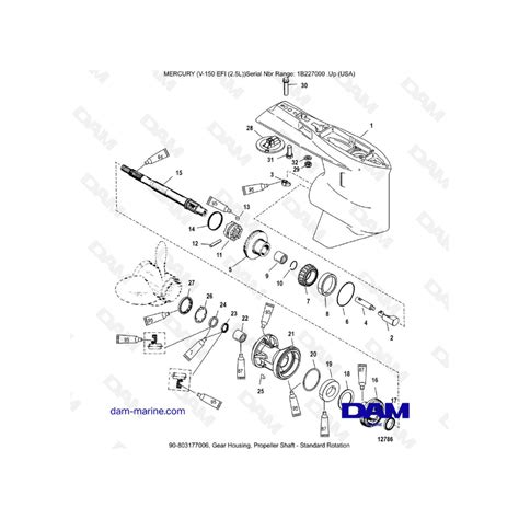 Mercury V 150 EFI 2 5L Caja de engranajes eje de la hélice