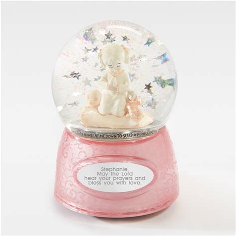 Engraved Baptism Praying Girl Snow Globe