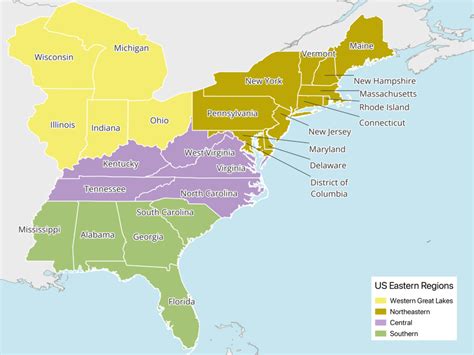 East United States Map | Mappr 