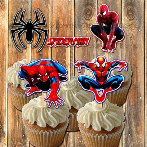 Spiderman Cupcake Toppers Spiderman Party Kid Birthdays Boy Birthday